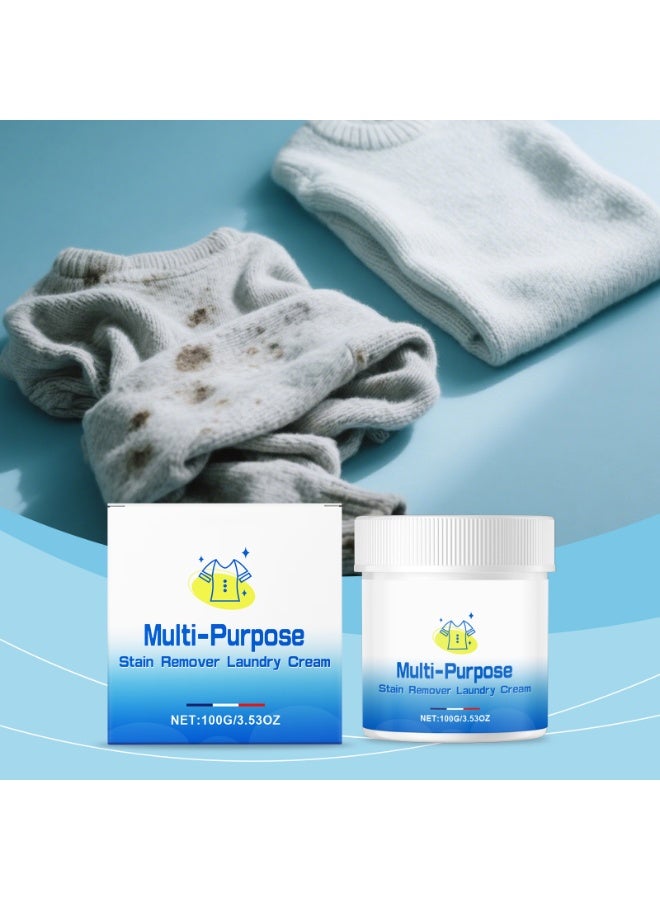 كريم مزيل البقع متعدد الأغراض للغسيل، مزيل بقع عنيدة للقمصان البيضاء، منظف متعدد الأغراض ومزيل بقع الغسيل، إزالة سهلة للدهون، القهوة والمزيد (3.53 أونصة) - Image 4